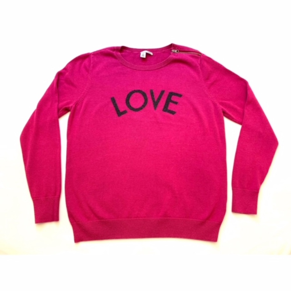 NORDSTROM HALOGEN "LOVE" CREWNECK SWEATER